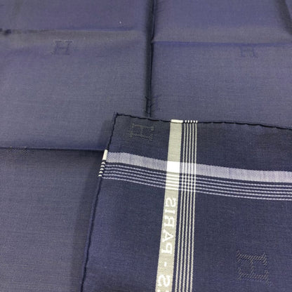 エルメス ハンカチ コットン100% ネイビー レディース HERMES【AFI6】【中古】
