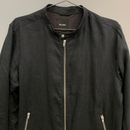 中古◆ビームス ライダースジャケット トップス 亜麻素材 2020S  ブラック サイズ フリー メンズ BEAMS 【AFB11】