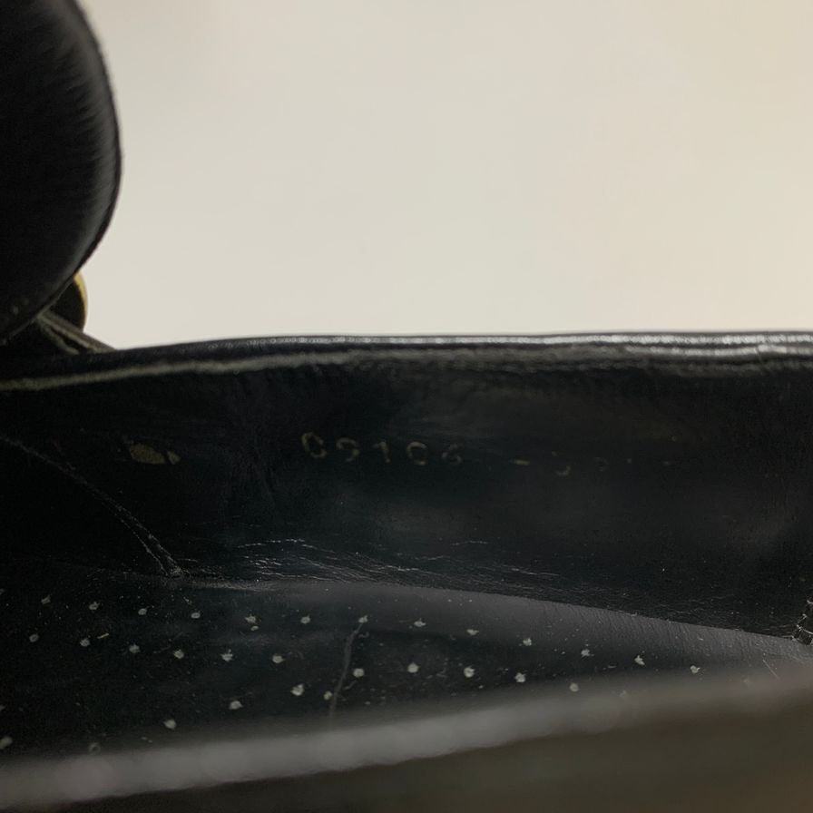 グッチ スリッポン GGストラップ プレーントゥ 09106 カーフ メンズ ブラック サイズ39.5E GUCCI 約25.0cm【AFD2】