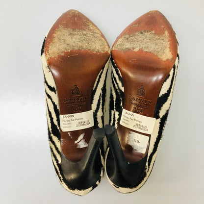 ランバン パンプス ポニー ファー ハイヒール サイズ36.5 レディース ホワイト ブラック Lanvin 約23.5cm【AFC30】