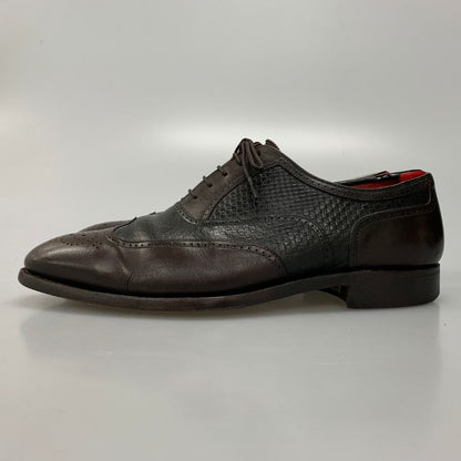スコッチグレイン レザーシューズ 405 ウイングチップ 編み込 ブラックブラウンコンビ サイズ26 SCOTCH GRAIN 約26.0cm【AFC6】