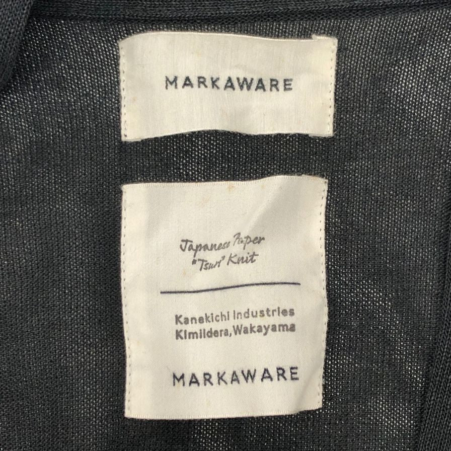 極美品◆マーカウェア ノーカラージャケット トップス メンズ サイズ2 ブラック MARKAWARE 【AFB51】