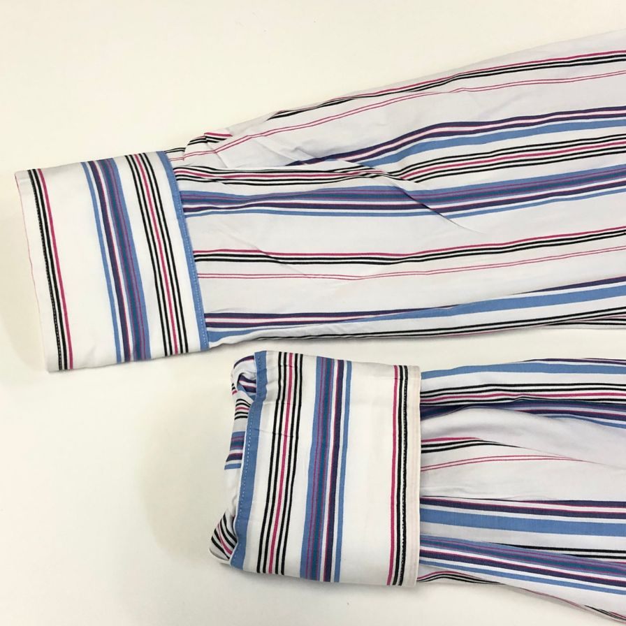 中古◆ポロ ラルフローレン ボタンダウンシャツ 90S クラシックフィット ストライプ マルチカラー メンズ サイズM Polo Ralph Lauren 【AFB5】