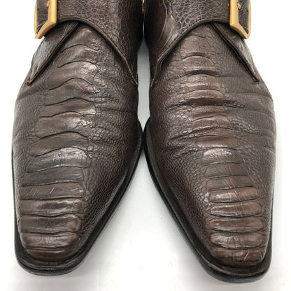 アラウンド ザ シューズ シングルモンク オーストリッチレッグ メンズ ブラウン サイズ40 around the shose 約25.0cm【PTM3】