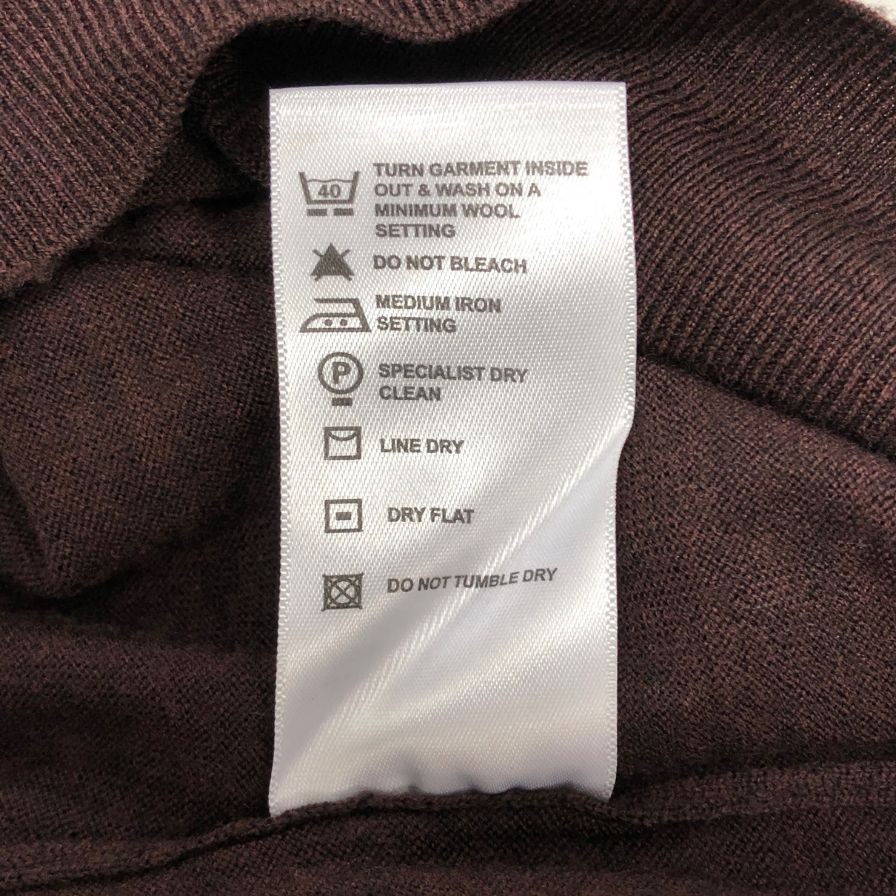 美品◆ジョンスメドレー  ウール  クルーネック 長袖 シャツ メンズ サイズ  S ブラウン系  JOHN SMEDLEY 【AFB5】