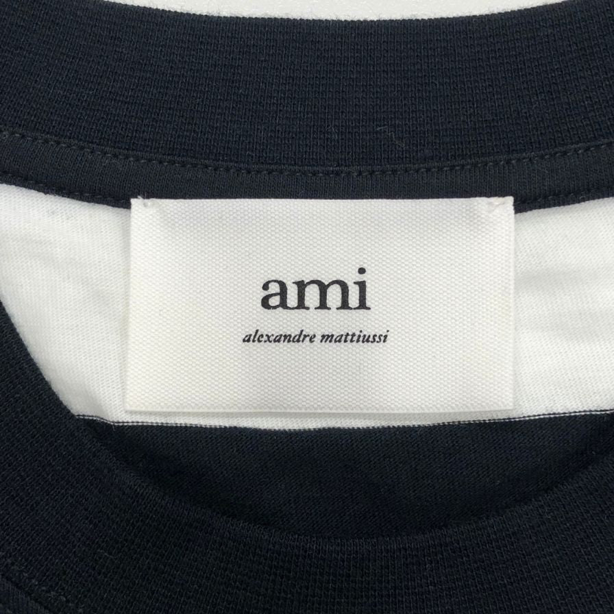 中古◆アミ パリ トップス ボーダー Tシャツ ハート刺繍 ユニセックス サイズ不明 ホワイト系 ami paris 【AFB45】