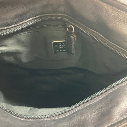 プラダ B5791 うずまき刺繍 トートバッグ ドット柄 ブラック PRADA【AFE1】