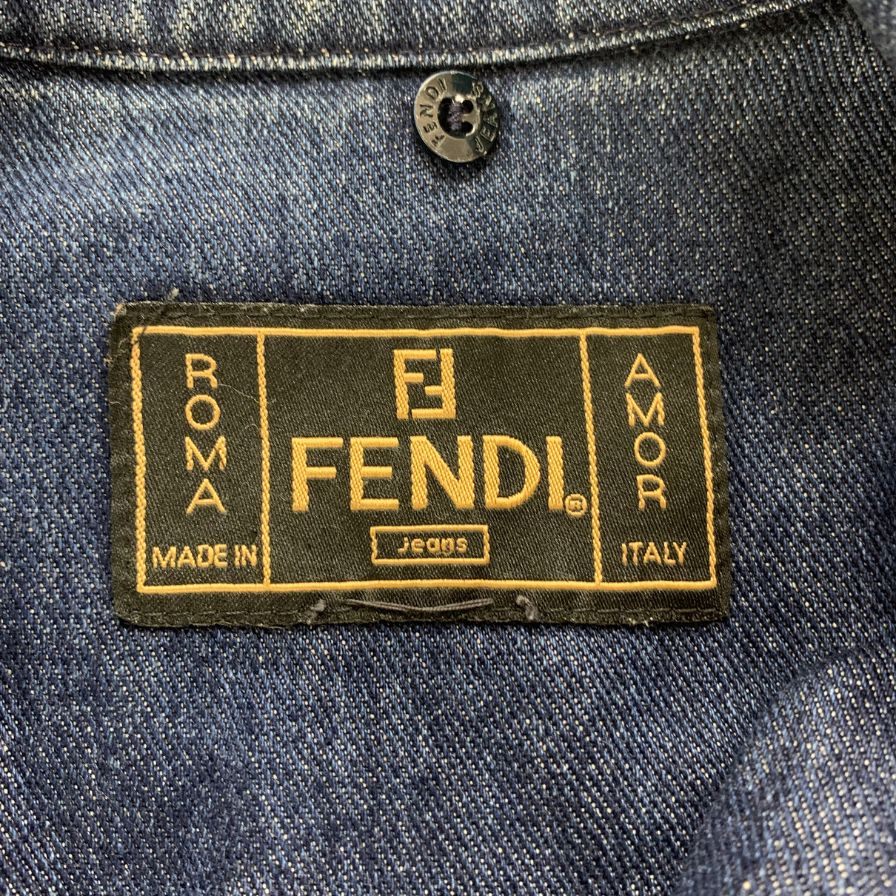 美品◆フェンディ ジーンズ デニムジャケット メンズ インディゴ サイズ40 90114 FENDI JEANS 【AFB17】