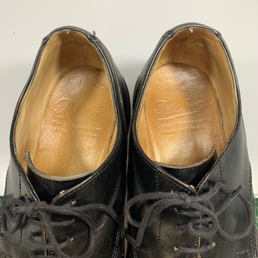 パラブーツ レザーシューズ シャンボード Uチップ リスレザー ブラック サイズUK7.5F PARABOOT 約26.0cm【AFC28】