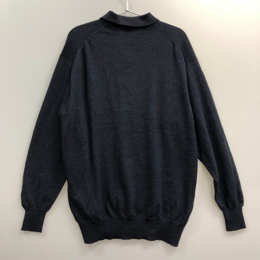 中古■グッチ ニット ポロシャツ 長袖 ウール 100％ ネイビー サイズ L GUCCI 【AFB41】