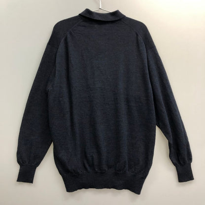 中古■グッチ ニット ポロシャツ 長袖 ウール 100％ ネイビー サイズ L GUCCI 【AFB41】