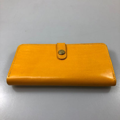 グレンロイヤル 長財布 二つ折り財布 フラップボタン ブライドルレザー イエロー ゴールド金具 GLENROYAL【AFI1】