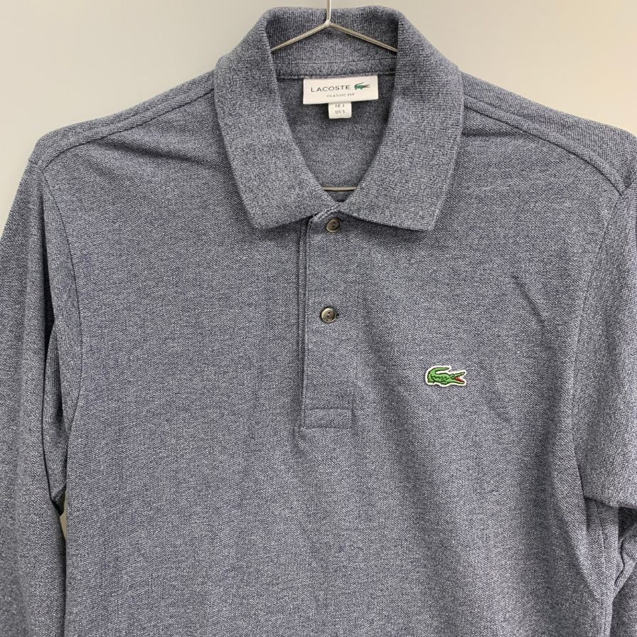 極美品◆ラコステ ポロシャツ 長袖 L1313A クラシックフィット コットン ブルー系 サイズFR3  LACOSTE 【AFB9】