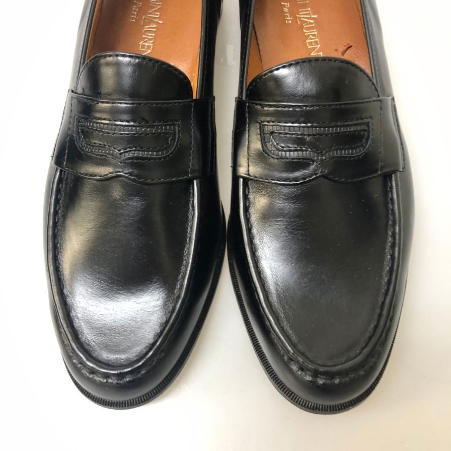 イブサンローラン レザーシューズ ローファー スリッポン マドラス社製 メンズ サイズ27cmEEE ブラック YVES SAINT LAURENT 約27.0cm【AFD6】