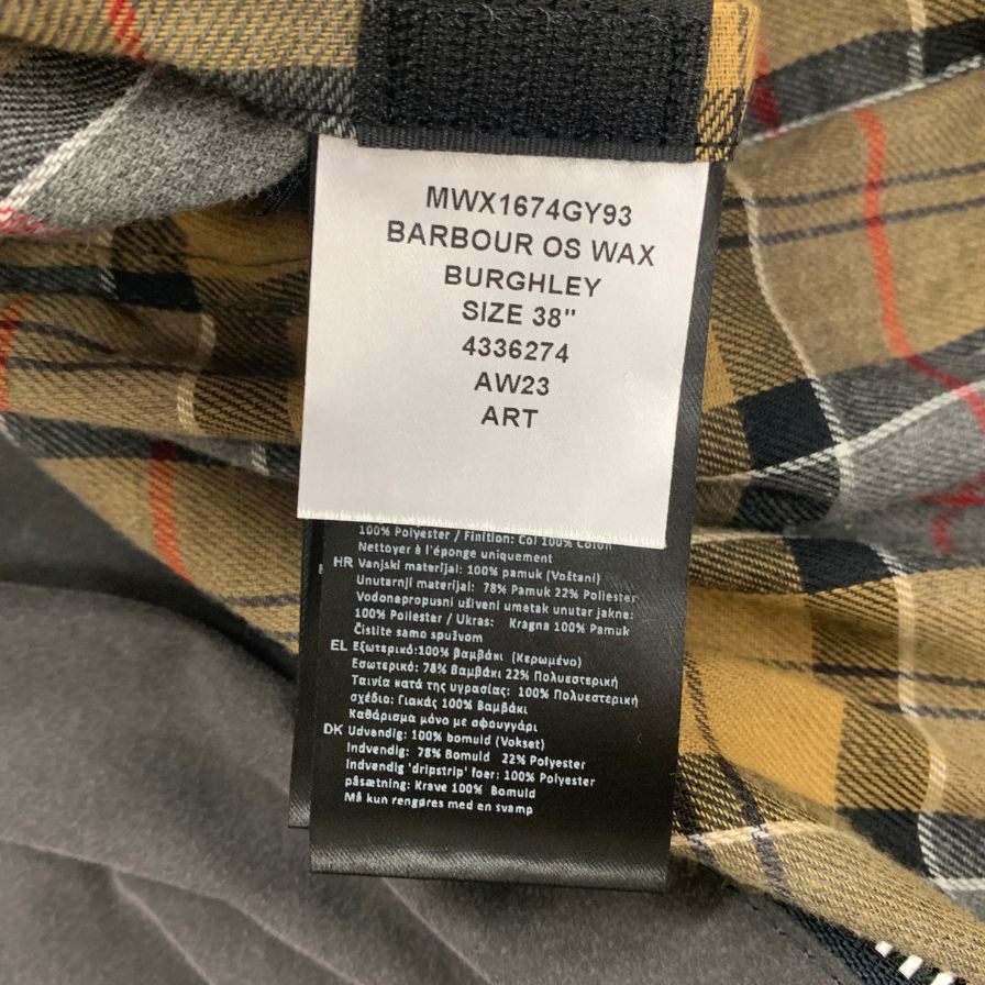 美品◆バブアー コート バーレー 2ワラント グレー ワックスドコットン サイズ38  BARBOUR BURGHLEY 【AFA18】