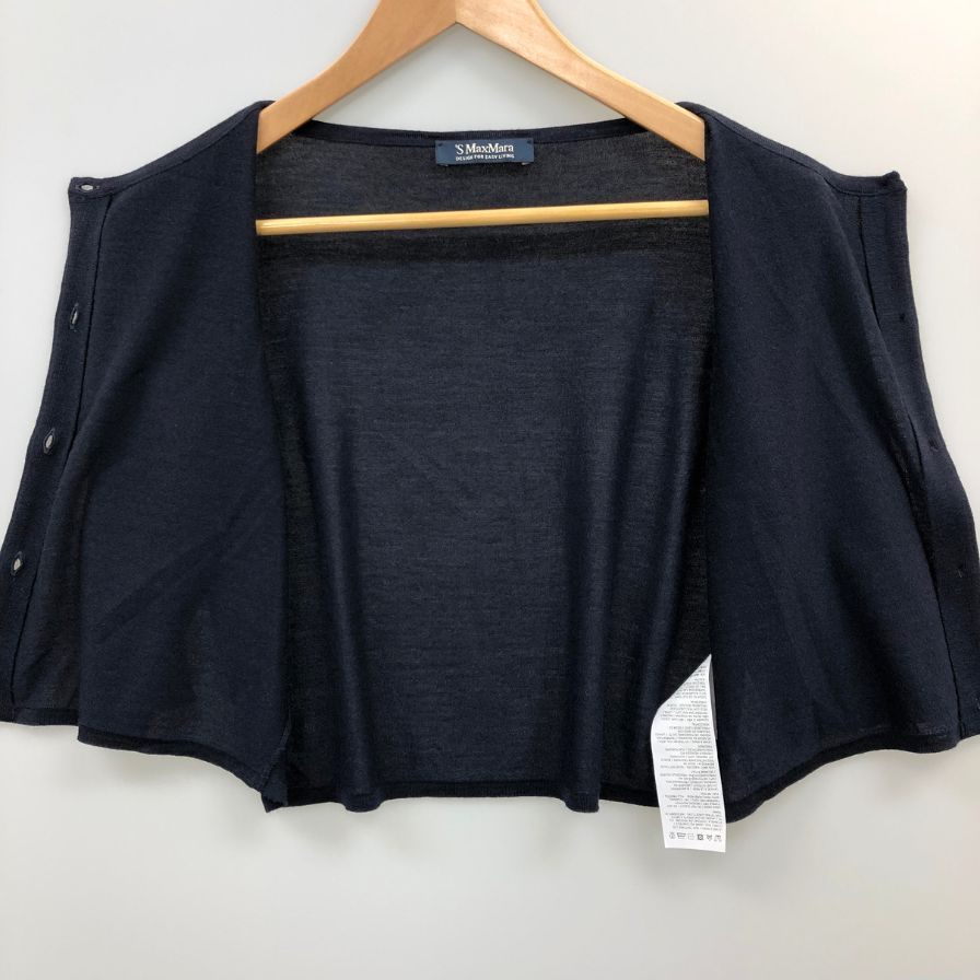 中古◆マックスマーラ ショート丈 七分丈袖 トップス カーディガン ウール 100％ レディース サイズM ブラック S' Max Mara 【AFB11】