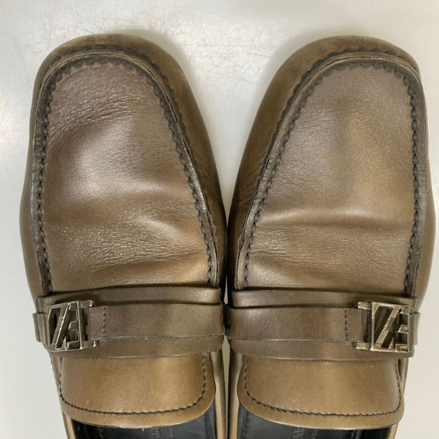 エルメネジルドゼニア ドライビングシューズ ビット ローファー レザー ブラウン メンズ サイズ6 Ermenegildo Zegna 約24.0cm【AFC3】