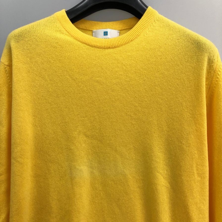 美品◆バランタイン ニット クルーネック カシミア イエロー サイズ46 メンズ BALLANTYNE 【AFB4】