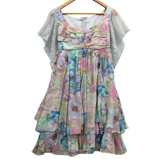 極美品◆ダイアグラム グレースコンチネンタル ノースリーブワンピース 花柄 レース装飾 マルチカラー レディース サイズ36 Diagram GRACE CONTINENTAL 【AFB47】