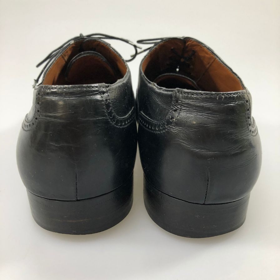 サルヴァトーレフェラガモ レザーシューズ 9553 パンチドキャップトゥ ブラック サイズUK8.5E Salvatore Ferragamo 約27.0cm【AFC43】