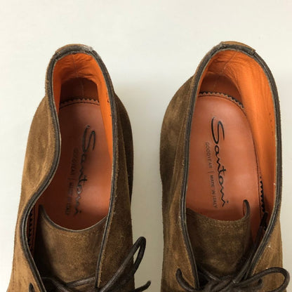 サントーニ チャッカブーツ スエード プレーントゥ メンズ ブラウン サイズUK7.5 Santoni 約26.0cm【PTM1】