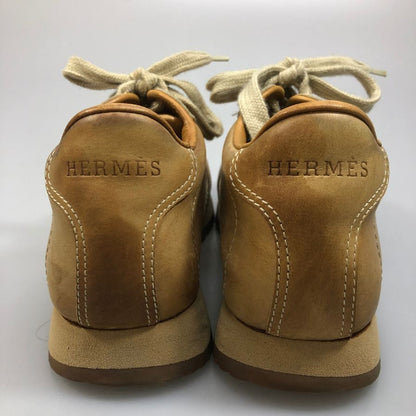 エルメス レザースニーカー ローカット 本革 Hロゴ ブラウン サイズ34相当 HERMES 約22.0cm【AFC44】