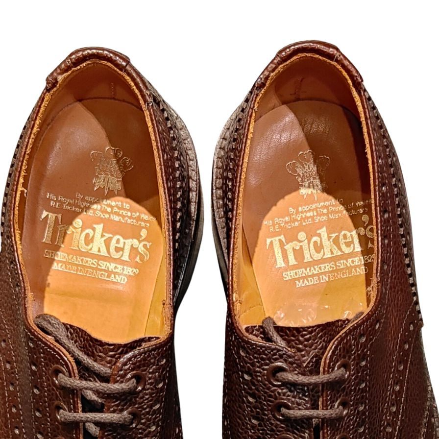 トリッカーズ レザーシューズ バートン M5633 ウイングチップ メダリオン シボ革 メンズ エスプレッソ サイズUK7.5 Tricker’s ビジネスシューズ 約26.5cm【LA】【中古】