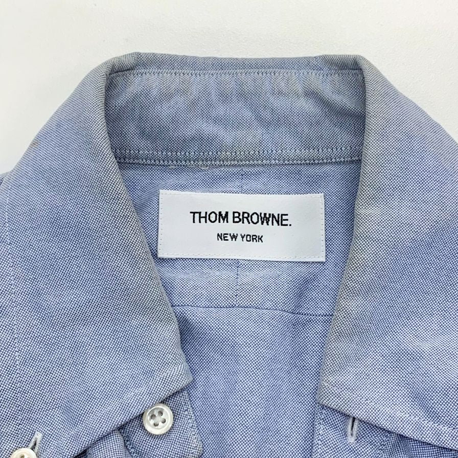 中古◆トムブラウン オックスフォードシャツ 袖プリント ボタンダウン コットン 長袖 L/S ブルー メンズ サイズ1 THOM BROWNE 【AFB9】