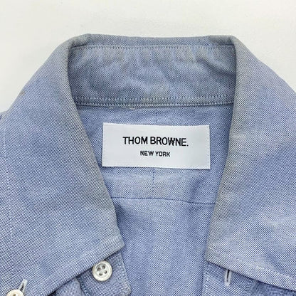中古◆トムブラウン オックスフォードシャツ 袖プリント ボタンダウン コットン 長袖 L/S ブルー メンズ サイズ1 THOM BROWNE 【AFB9】