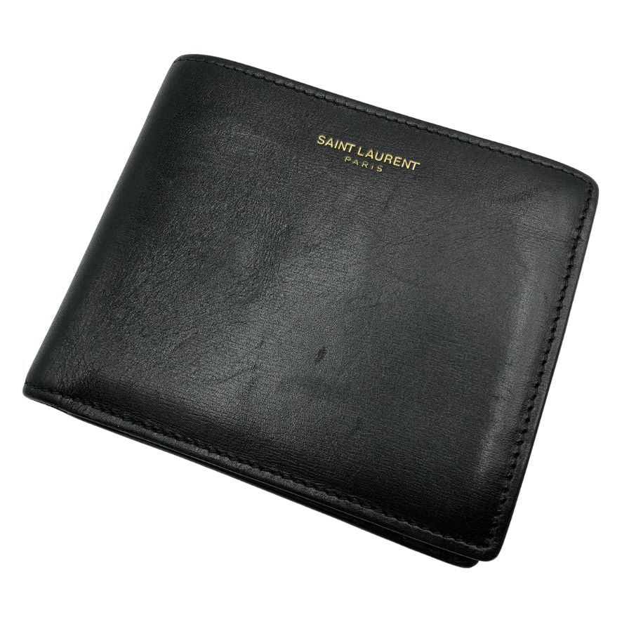 サンローランパリ 二つ折り財布 レザー ブラックSAINT LAURENT PARIS【AFI10】
