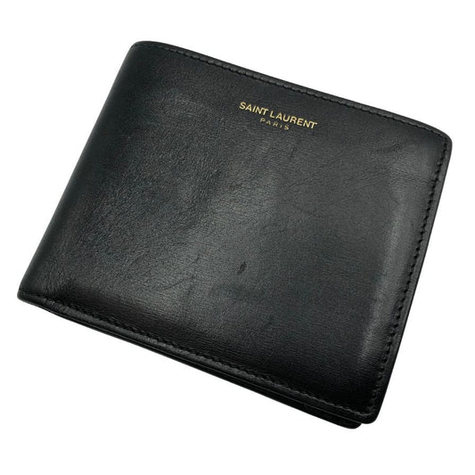 サンローランパリ 二つ折り財布 レザー ブラックSAINT LAURENT PARIS【AFI10】