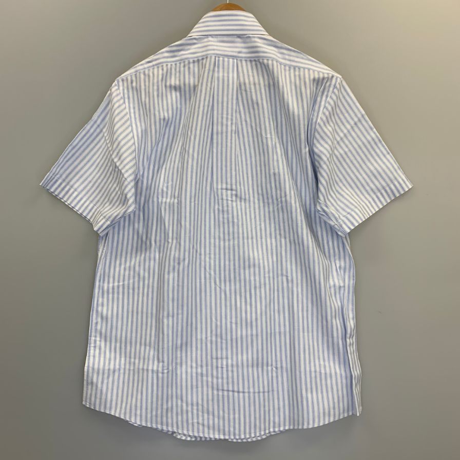 美品◆ブルックスブラザーズ 半袖シャツ ストライプ コットン ボタンダウン ブルー メンズ サイズ15 Brooks Brothers 【AFB30】