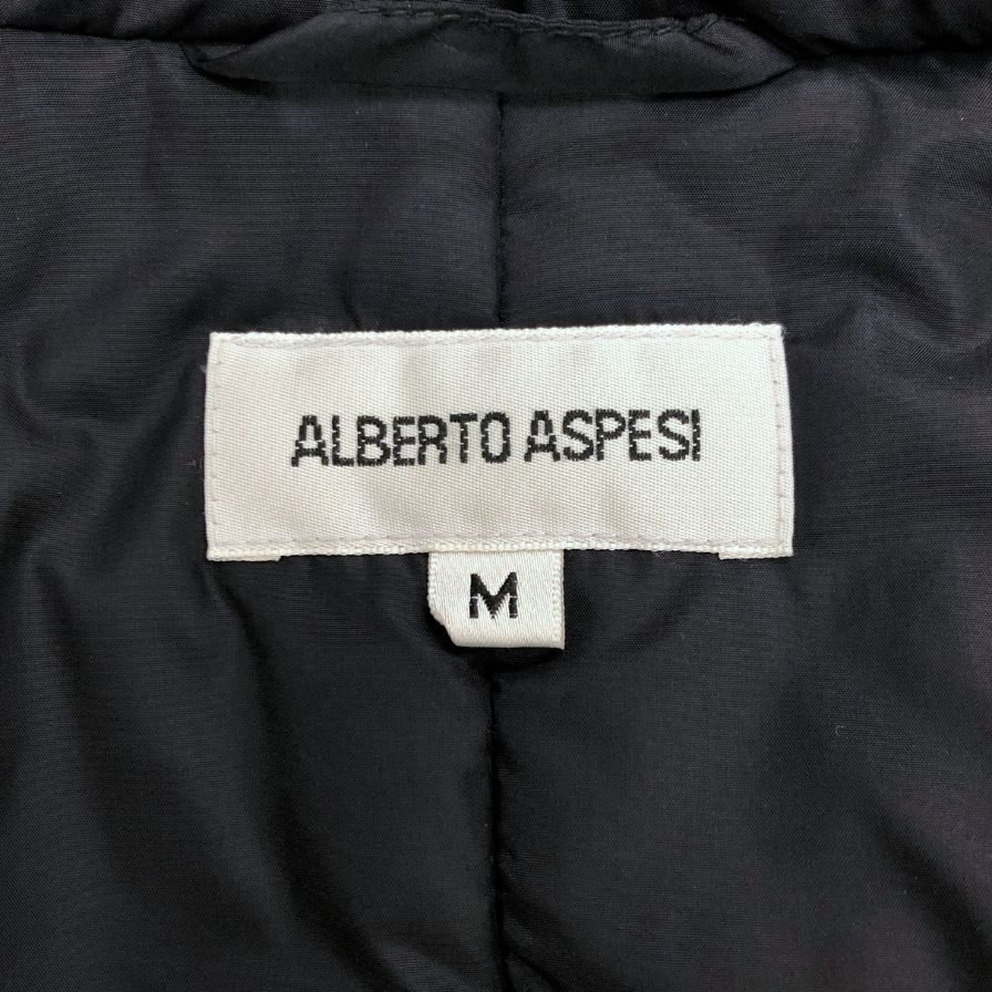 極美品◆アルベルト アスペジ キルティングコート 中綿 ナイロン トレンチ ロング ブラック メンズ サイズM ALBERTO ASPESI 【AFB32】