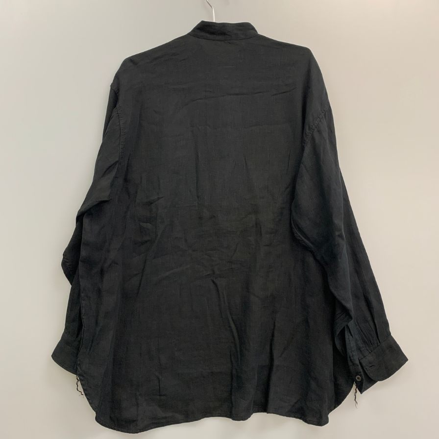 極美品◆コモリ 26SS リネンWクロス プルオーバーシャツ ブラック メンズ サイズ2 D01-02009 COMOLI 【AFB7】