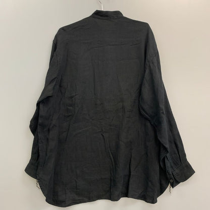 極美品◆コモリ 26SS リネンWクロス プルオーバーシャツ ブラック メンズ サイズ2 D01-02009 COMOLI 【AFB7】
