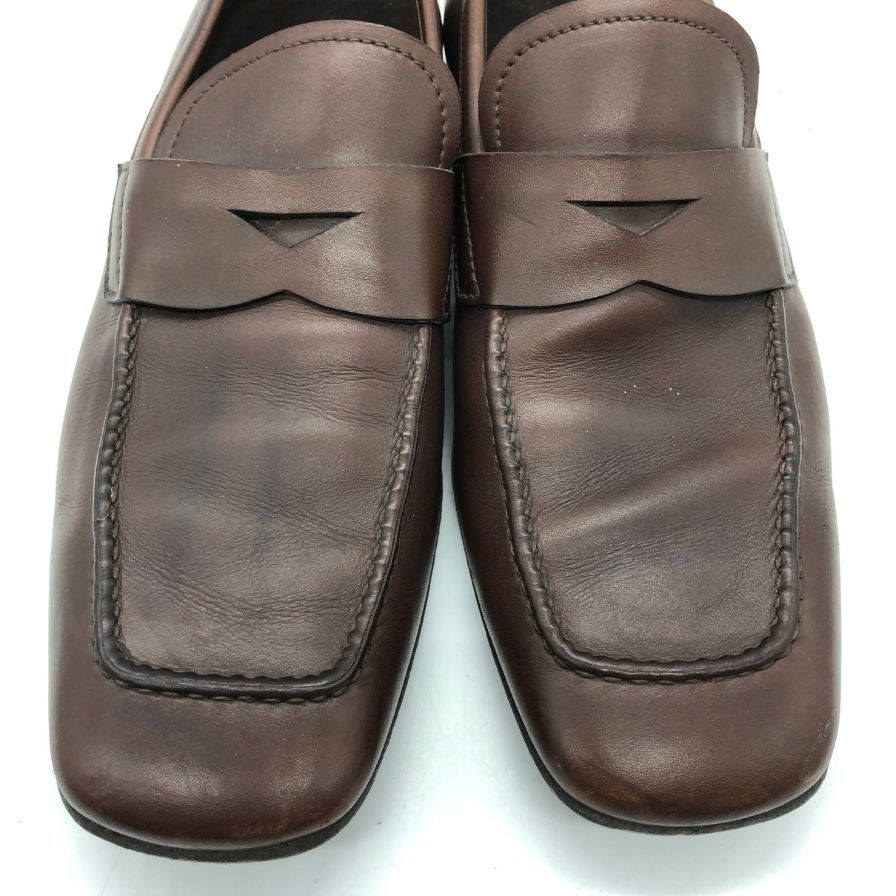プラダ コインローファー 2D 1116 メンズ ブラウン サイズ5.5 PRADA 約24.5cm【AFD15】