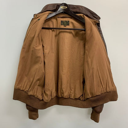 中古◆ウィリス＆ガイガー レザージャケット A-2 TALONジップ MADE IN USA サイズ44 メンズ ブラウン Willis & Geiger,INC 【AFG1】