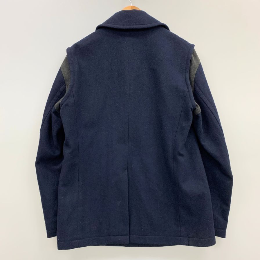 中古◆ユニクロ アンダーカバー Pコート ウール メルトン ショート丈 異素材 切替 ジャケット ネイビー メンズ サイズM UNIQLO UNDERCOVER 【AFA2】