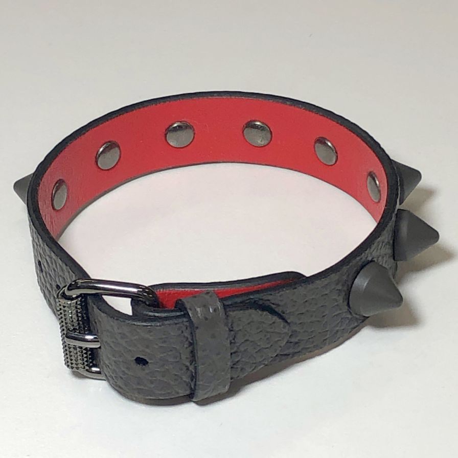 クリスチャンルブタン レザーブレスレット スタッズ ブラウン×レッド レディース Christian Louboutin