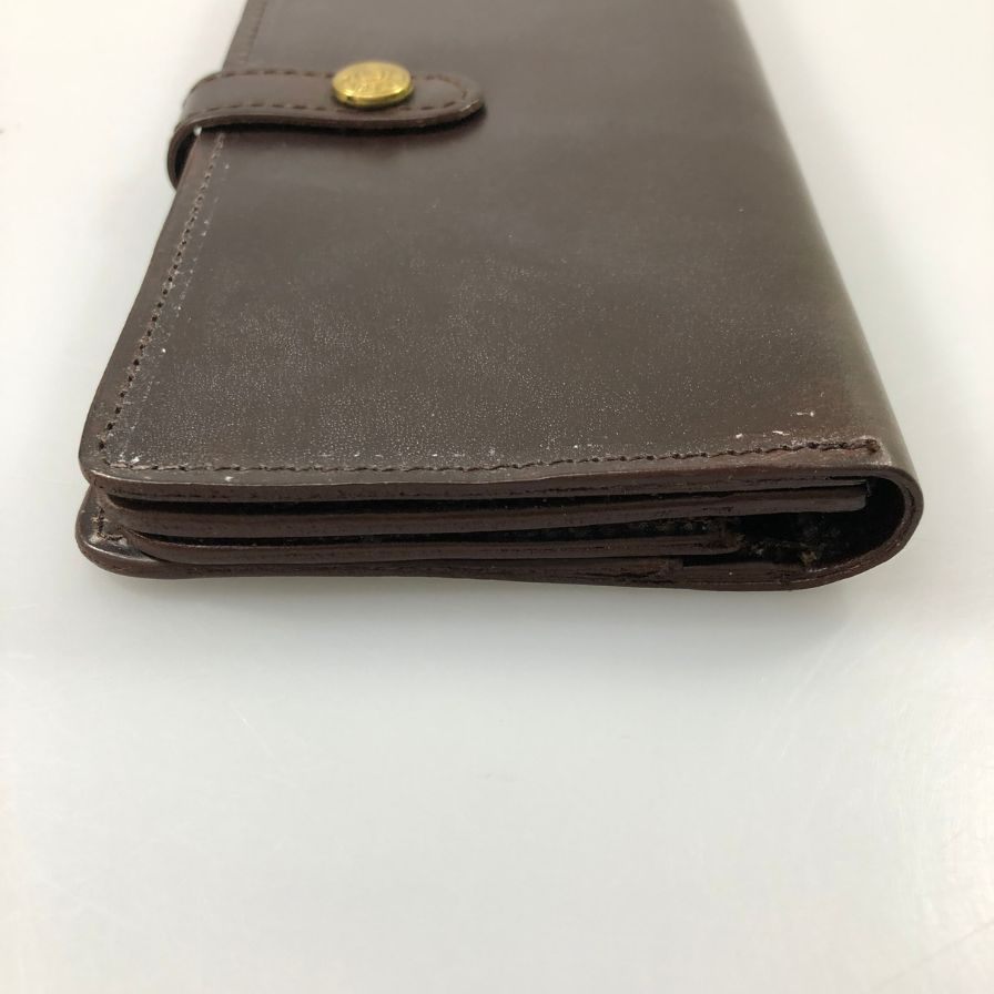 グレンロイヤル 長財布 二つ折り財布 フラップボタン ブライドルレザー ダークブラウン ゴールド金具 GLENROYAL【AFI1】
