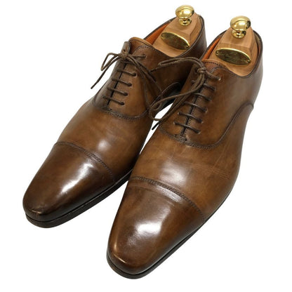 サントーニ レザーシューズ ストレートチップ 15004 ブラウン サイズ8.5 santoni 約27.5cm【AFC47】