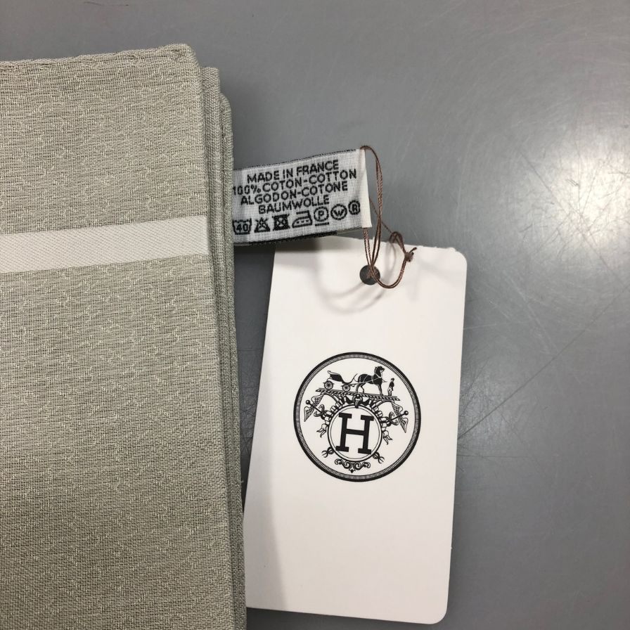 エルメス ハンカチ コットン100% ホワイト レディース HERMES【AFI19】【中古】