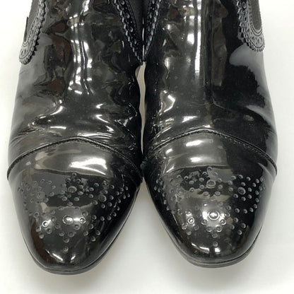 トッズ サイドゴアブーツ メダリオン ガラスレザー レディース ブラック サイズ37.5 TOD'S 約24.0cm【AFD14】