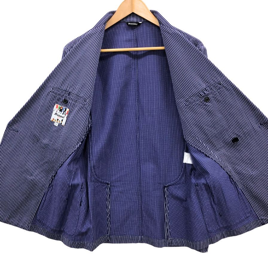 美品◆フライツォーリ テーラードジャケット ダブルブレスト シルバーボタン サイズ46 メンズ Fraizzoli 【AFB26】