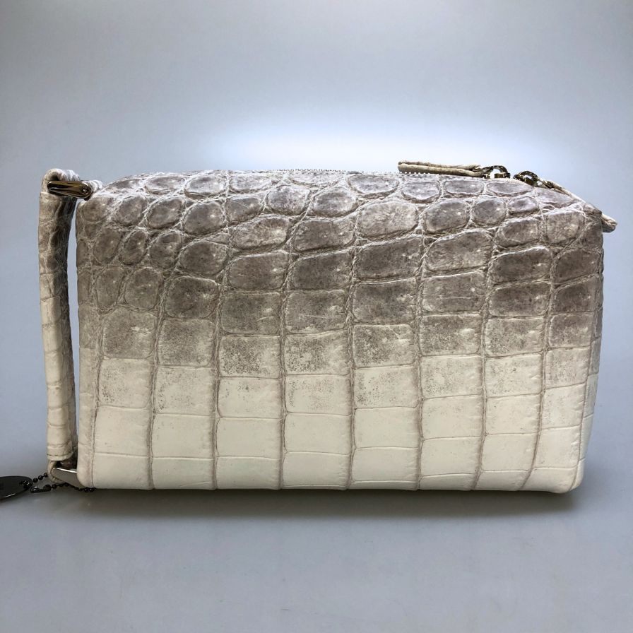 ノーブランド クラッチバッグ JRA鑑定品 クロコダイル レザー 手持ち セカンド グレー【AFE3】