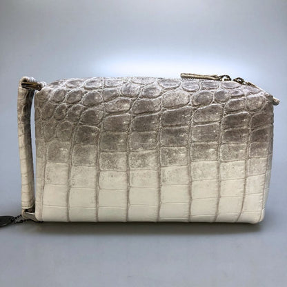 ノーブランド クラッチバッグ JRA鑑定品 クロコダイル レザー 手持ち セカンド グレー【AFE3】