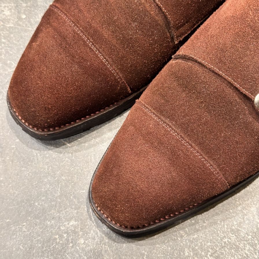 エドワードグリーン レザーシューズ ダブルモンク ウエストミンスター スエード ブラウン メンズ サイズUK5.5E EDWARD GREEN WESTMINSTER ビジネスシューズ 約24.5cm【LA】【中古】