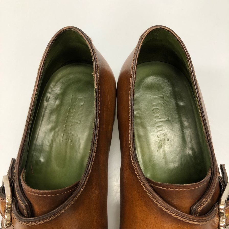 ベルルッティ カリグラフィー シングルモンク  サイズ 8 ブラウン  BERLUTI ビジネスシューズ 約26.5cm【LA】【中古】