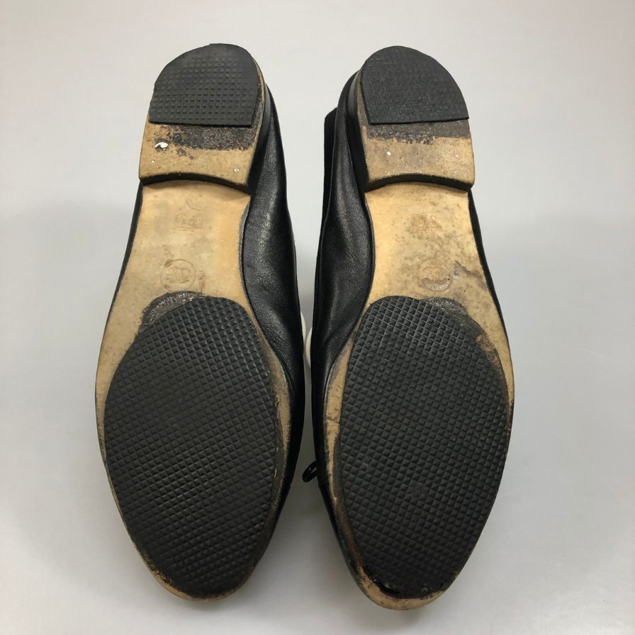 シャネル バレエシューズ CCマーク レディース サイズ37.5 ブラック CHANEL 約24.0cm【AFC45】