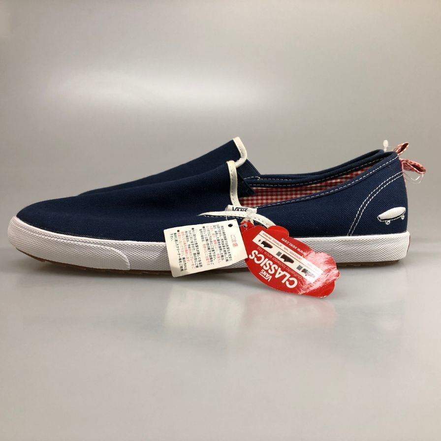 ヴァンズ スリッポン スニーカー スケート刺繍 メンズ サイズ28.5 ネイビー VANS 約28.5cm【PTM】
